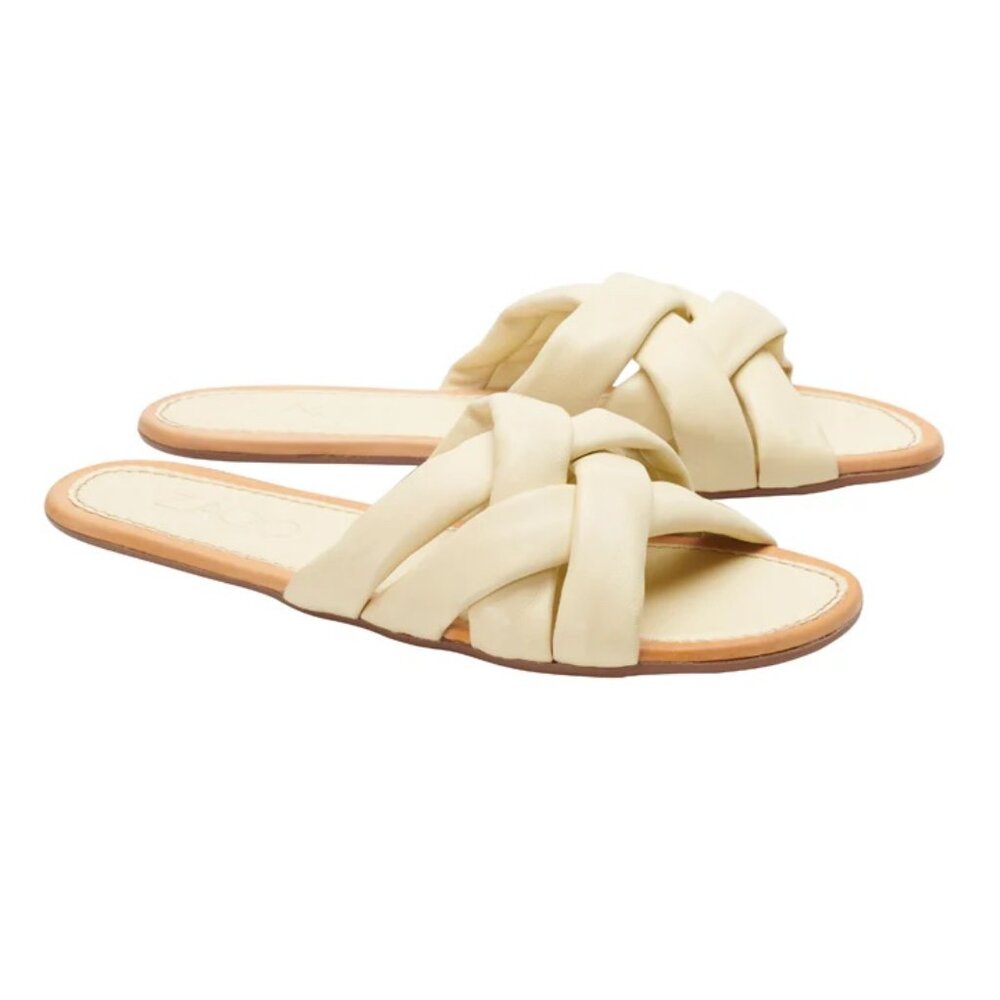 Beige Braided Leather Sandals Slides Size 7 / 38 - ZAQQ ALAQ